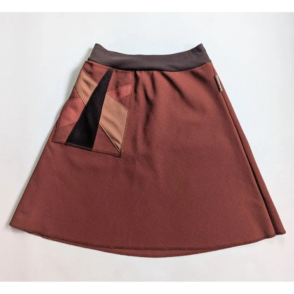 Gajettes Handmade Aline Boho Skirt Size Small Burnt Orange And Stretch Waist